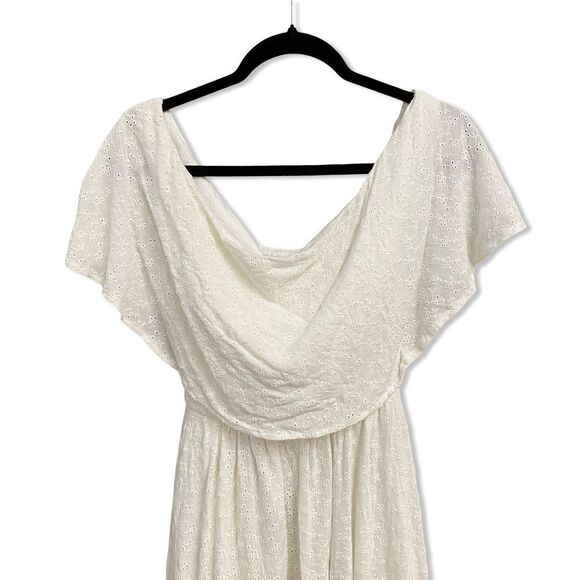 HELSA Eyelet Garden Midi Dress White Off-Shoulder ballet cotton Revolve L - Picture 7 of 11